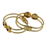 Maxbell 2 Pieces Cuff Bracelet Bangle 16mm Blank Round Cabochon Bezel Settings DIY KC Gold