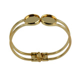 Maxbell 2 Pieces Cuff Bracelet Bangle 16mm Blank Round Cabochon Bezel Settings DIY KC Gold