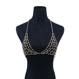 Maxbell Punk Shiny Crystal Bra Chest Body Chain Harness Necklace Rhinestone Jewelry