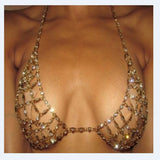 Maxbell Punk Shiny Crystal Bra Chest Body Chain Harness Necklace Rhinestone Jewelry