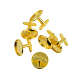 Maxbell 6 Pieces Round Cuff Links Settings Base DIY Cabochon Jewelry Findings Gold