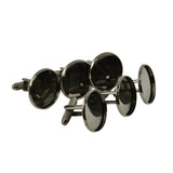 Maxbell 6 Pieces Round Cuff Links Settings Base DIY Cabochon Jewelry Findings Black