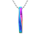 Maxbell Twist Rectangle Column Charm Pendant on Beaded Chian Necklace Cord Rainbow