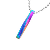Maxbell Twist Rectangle Column Charm Pendant on Beaded Chian Necklace Cord Rainbow