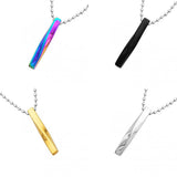 Maxbell Twist Rectangle Column Charm Pendant on Beaded Chian Necklace Cord Rainbow