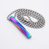 Maxbell Twist Rectangle Column Charm Pendant on Beaded Chian Necklace Cord Rainbow