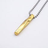 Maxbell Twist Rectangle Column Charm Pendant on Beaded Chian Necklace Cord Gold