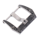 Maxbell Vintage Carved Stainless Steel Watch Buckle For Leather Band Strap 22mm