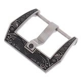 Maxbell Vintage Carved Stainless Steel Watch Buckle For Leather Band Strap 22mm