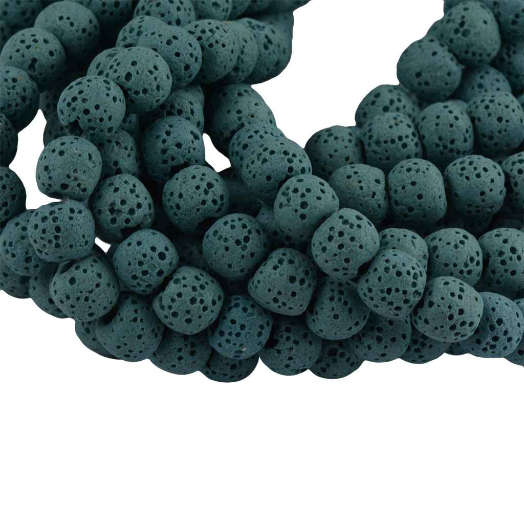 Maxbell 10 mm Volcanic Lava Rock Gemstone Loose Beads Strand 15'' Light Blue