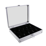 Maxbell Watch Box Watch Case Aluminum Glass Top Jewelry Case Organizer 10 Slots