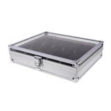 Maxbell Watch Box Watch Case Aluminum Glass Top Jewelry Case Organizer 10 Slots