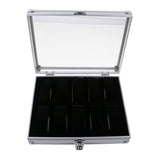 Maxbell Watch Box Watch Case Aluminum Glass Top Jewelry Case Organizer 10 Slots