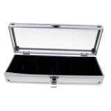 Maxbell Watch Box Watch Case Aluminum Glass Top Jewelry Case Organizer 6 Slots