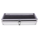 Maxbell Watch Box Watch Case Aluminum Glass Top Jewelry Case Organizer 6 Slots