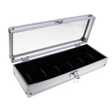 Maxbell Watch Box Watch Case Aluminum Glass Top Jewelry Case Organizer 6 Slots