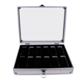 Maxbell Watch Box Watch Case Aluminum Glass Top Jewelry Case Organizer 12 Slots