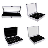 Maxbell Watch Box Watch Case Aluminum Glass Top Jewelry Case Organizer 12 Slots