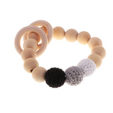 Maxbell Wood Crochet Round Beads Ring Bracelet Teether Baby Grasping Nursing Toy 2