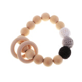 Maxbell Wood Crochet Round Beads Ring Bracelet Teether Baby Grasping Nursing Toy 2