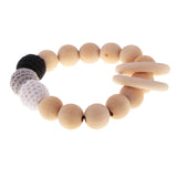 Maxbell Wood Crochet Round Beads Ring Bracelet Teether Baby Grasping Nursing Toy 2