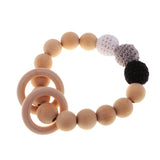 Maxbell Wood Crochet Round Beads Ring Bracelet Teether Baby Grasping Nursing Toy 2