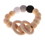 Maxbell Wood Crochet Round Beads Ring Bracelet Teether Baby Grasping Nursing Toy 2