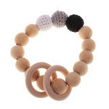 Maxbell Wood Crochet Round Beads Ring Bracelet Teether Baby Grasping Nursing Toy 2