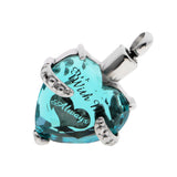 Maxbell Crystal Stainless Steel Heart Cremation Pendant Jewelry Always With Me Blue