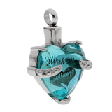 Maxbell Crystal Stainless Steel Heart Cremation Pendant Jewelry Always With Me Blue