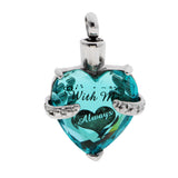 Maxbell Crystal Stainless Steel Heart Cremation Pendant Jewelry Always With Me Blue