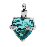 Maxbell Crystal Stainless Steel Heart Cremation Pendant Jewelry Always With Me Blue