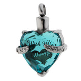 Maxbell Crystal Stainless Steel Heart Cremation Pendant Jewelry Always With Me Blue