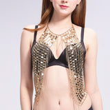 Maxbell Fashion Body Chain Sequins Tassels Necklace Bikini Bra Chain Belts Silver