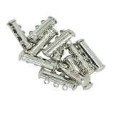 Maxbell 10Pcs Multi 3 Strand Slide Lock Magnetic Tube Brass Clasps DIY Making Silver