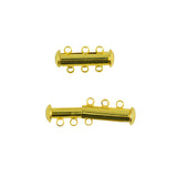 Maxbell 10Pcs Multi 3 Strand Slide Lock Magnetic Tube Brass Clasps DIY Making Gold