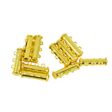 Maxbell 10Pcs Multi 3 Strand Slide Lock Magnetic Tube Brass Clasps DIY Making Gold