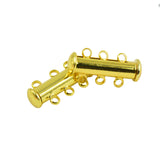 Maxbell 10Pcs Multi 3 Strand Slide Lock Magnetic Tube Brass Clasps DIY Making Gold