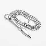 Maxbell Stainless Steel Cool Pyramidal Pendant Beads Chain Novelty Necklace Silver