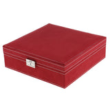 Maxbell Two-Layer Velvet Jewelry Box Case Holder Storage Organizer with Lock Red