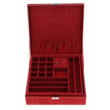 Maxbell Two-Layer Velvet Jewelry Box Case Holder Storage Organizer with Lock Red