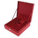 Maxbell Two-Layer Velvet Jewelry Box Case Holder Storage Organizer with Lock Red