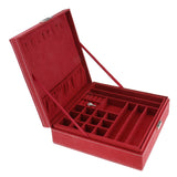 Maxbell Two-Layer Velvet Jewelry Box Case Holder Storage Organizer with Lock Red