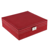 Maxbell Two-Layer Velvet Jewelry Box Case Holder Storage Organizer with Lock Red