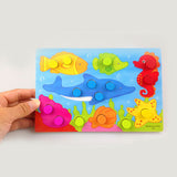 Maxbell Wooden Board Jigsaw Cartoon Educational Toy for Kid Match Color Sea Theme