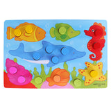 Maxbell Wooden Board Jigsaw Cartoon Educational Toy for Kid Match Color Sea Theme