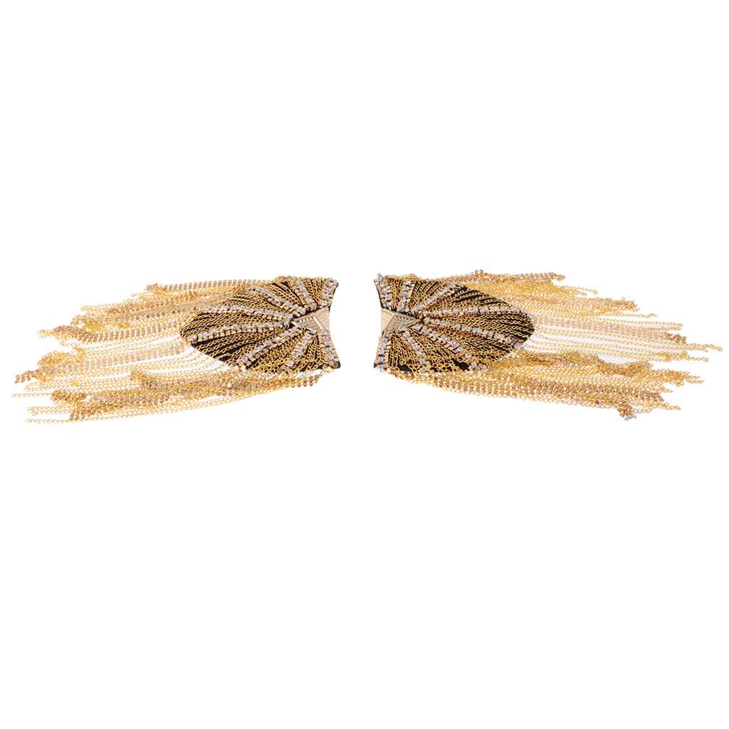 Maxbell Military Party Star Tassel Link Chain Epaulet Shoulder Boards Badge Gold