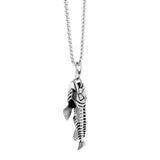 Maxbell Fashion Jewelry Gothic Fish Bone Pendant Stainless Steel Necklace  silver