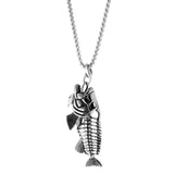 Maxbell Fashion Jewelry Gothic Fish Bone Pendant Stainless Steel Necklace  silver