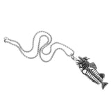 Maxbell Fashion Jewelry Gothic Fish Bone Pendant Stainless Steel Necklace  silver